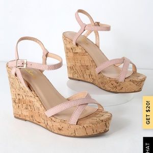 Lulu’s Darlene Blush Wedge Sandals NWOT - no box